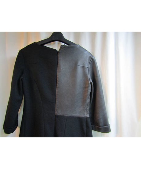 02aw yohji yamamoto femme レザー切り替タイトワンピース FM-D22-817