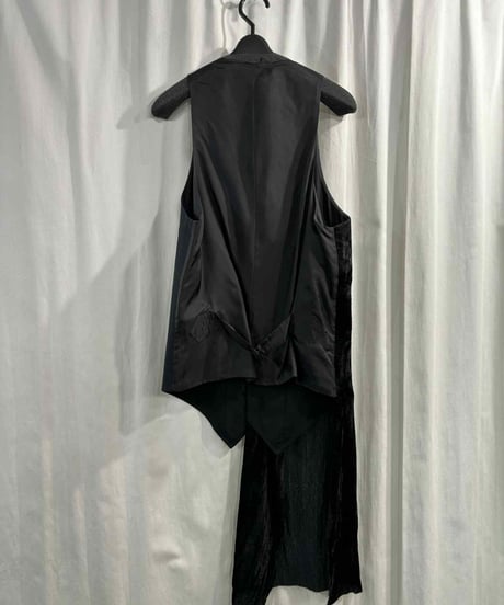 美品 2019SS yohji yamamoto pour homme ベルベット切替アシンメトリーベスト（HH-V13-842）