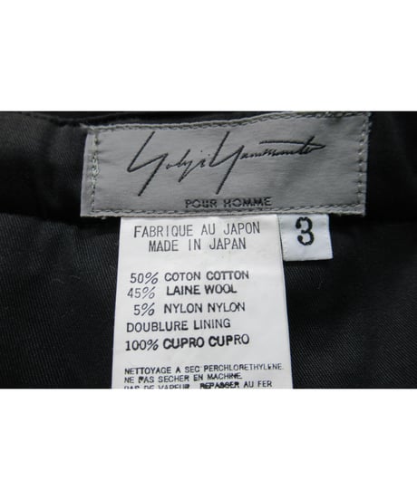 yohji yamamoto pour homme 黒 レプリカ アイレットヒモワイドパンツ（HN-P15-121）