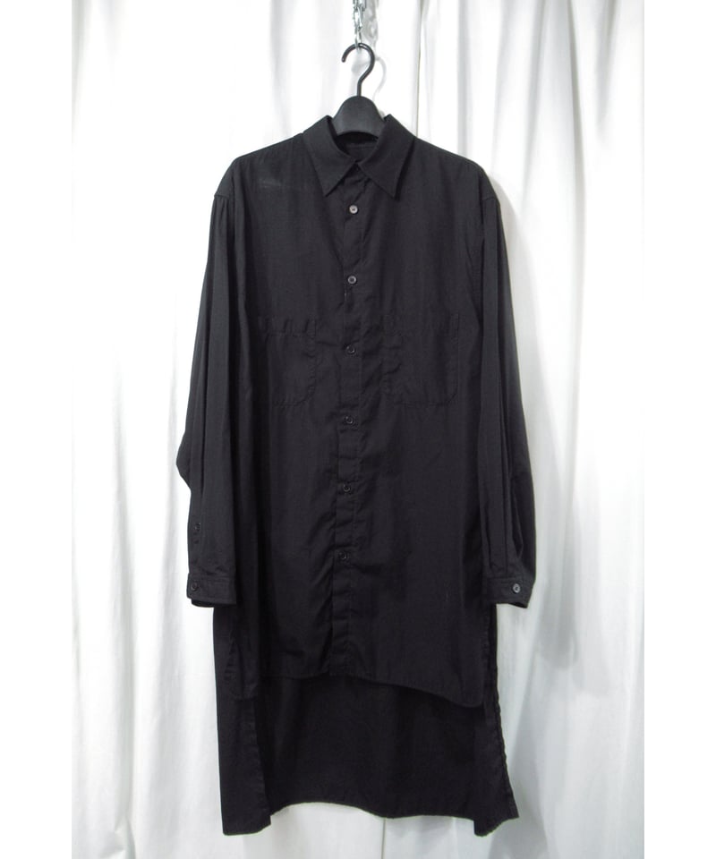 yohji yamamoto pour homme ウールロングブラウス Yohji Yamamoto POUR HOMME シワギャバステンカラーロング
