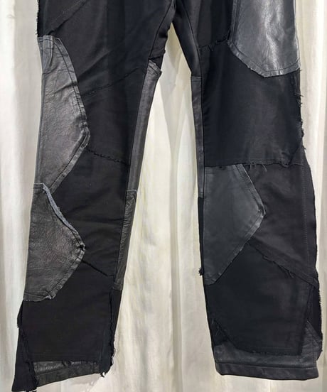 Y's yohji yamamoto レザ－切替パッチワークパンツ（YB-P11-803）