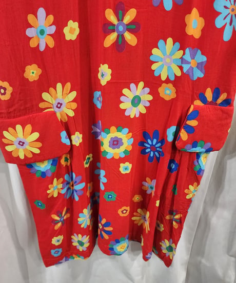 AD1996 COMME des. GARCONS 青山オリジナル 赤 プリントワンピース (KX-615190)