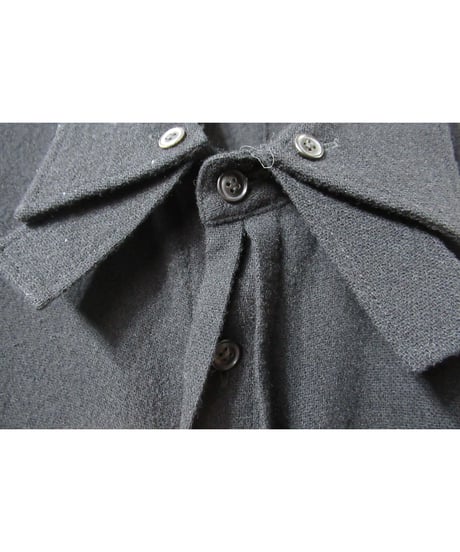 19aw yohji yamamoto pour homme フライフロントデザイン ウール ロングブラウス（HC-B23-106）