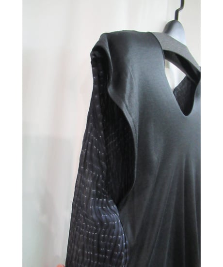 95ss yohji yamamoto femme vintage 黒 チリメン 着物デザインカットソー FB-T71-836