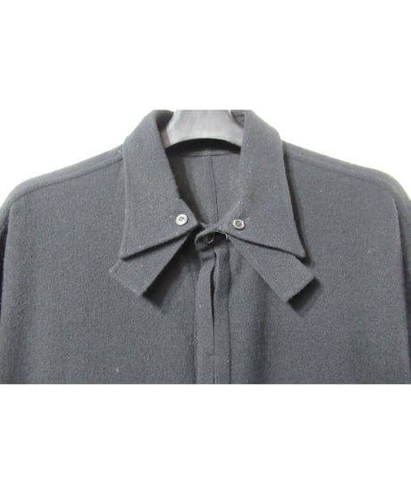 19aw yohji yamamoto pour homme フライフロントデザイン ウール ロングブラウス（HC-B23-106）
