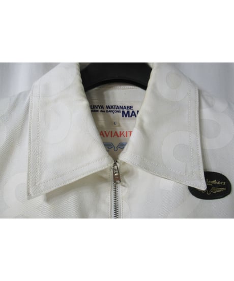 レア AD2002 初期 JUNYA WATANABE MAN×ルイスレザーLewis Leathers 白数字プリントライダースコットン素材ブルゾン（WI-J036）