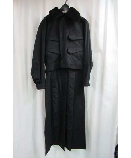 新品 レア 07aw yohji yamamoto famme  黒 羊毛 ロングジャケット FX-J11-001