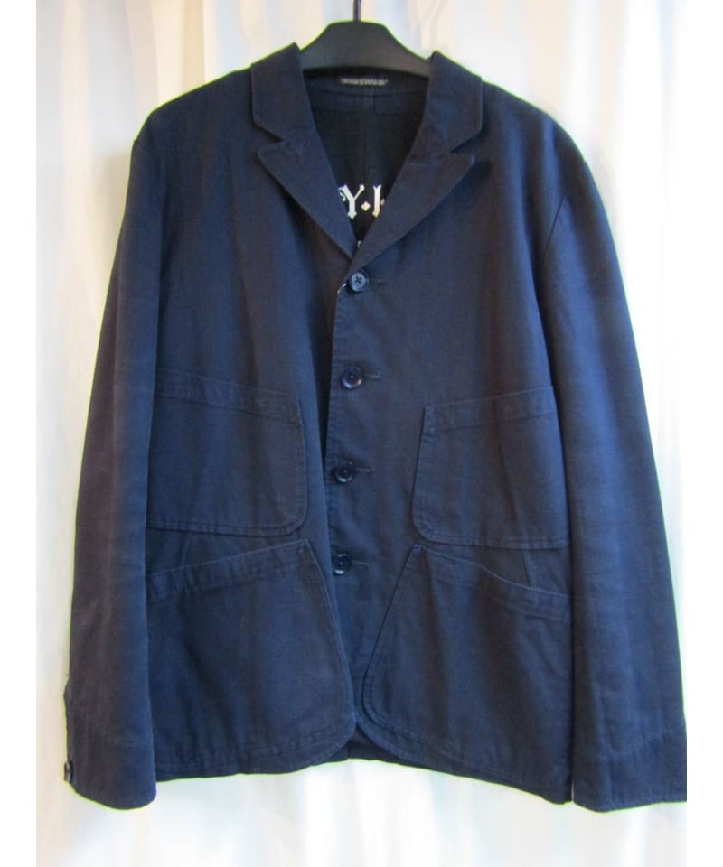 美品 09aw yohji yamamoto pour homme 紺パチポケットロゴ入りジャ