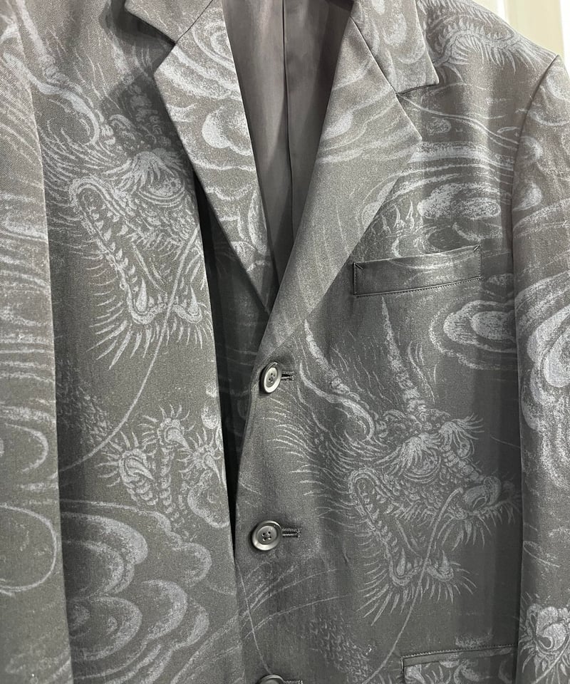 2022AW yohji yamamoto pour homme 龍柄三つ釦ロングジャケット 2022AW yohji yamamoto pour homme 龍柄三つ釦ロングジャケット