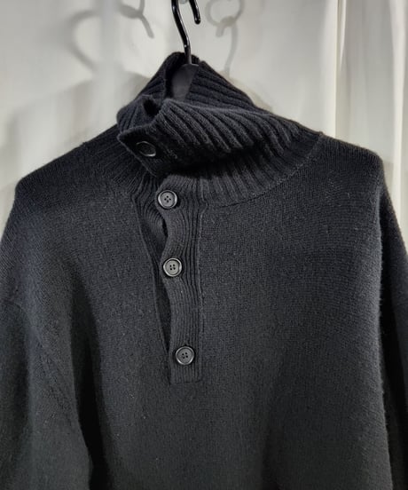 18aw yohji yamamoto pour homme 黒　サイドスリットロングニット （HV-K09-182)