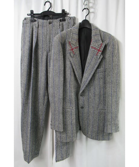 01aw yohji yamamoto pour homme ギャングスター 襟デザイン ツイードセットアップ（HV-J63-136／HV-P10-136）