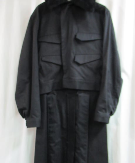新品 レア 07aw yohji yamamoto famme  黒 羊毛 ロングジャケット FX-J11-001