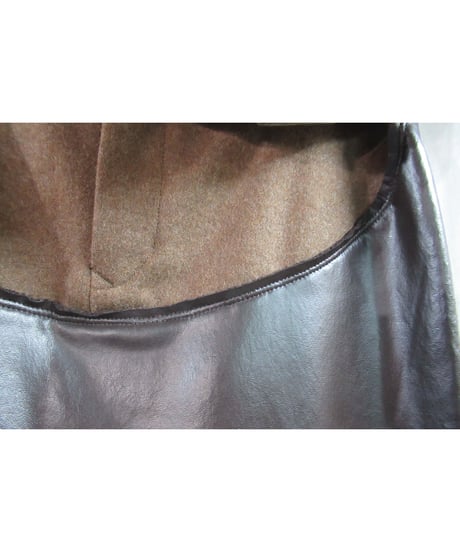 90's Y's yohji yamamoto vintage 茶 フェイクレザーデザインスカート YE-S05-803