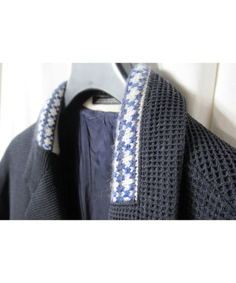 95aw yohji yamamoto pour homme vintage 鹿鳴館期 紺 ニット切替えデザインセットアップ（HE-J29-128）