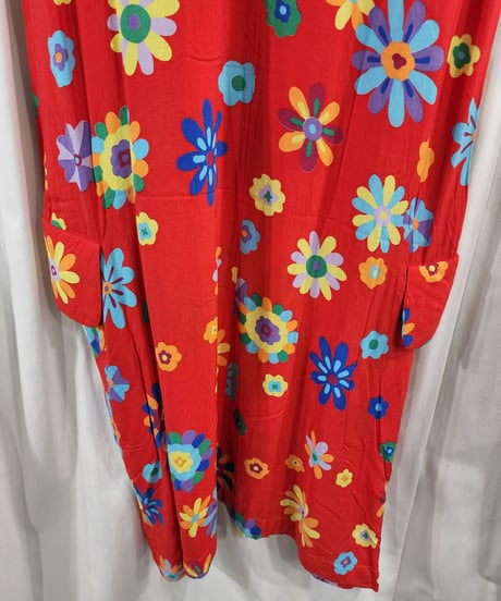 AD1996 COMME des. GARCONS 青山オリジナル 赤 プリントワンピース (KX-615190)