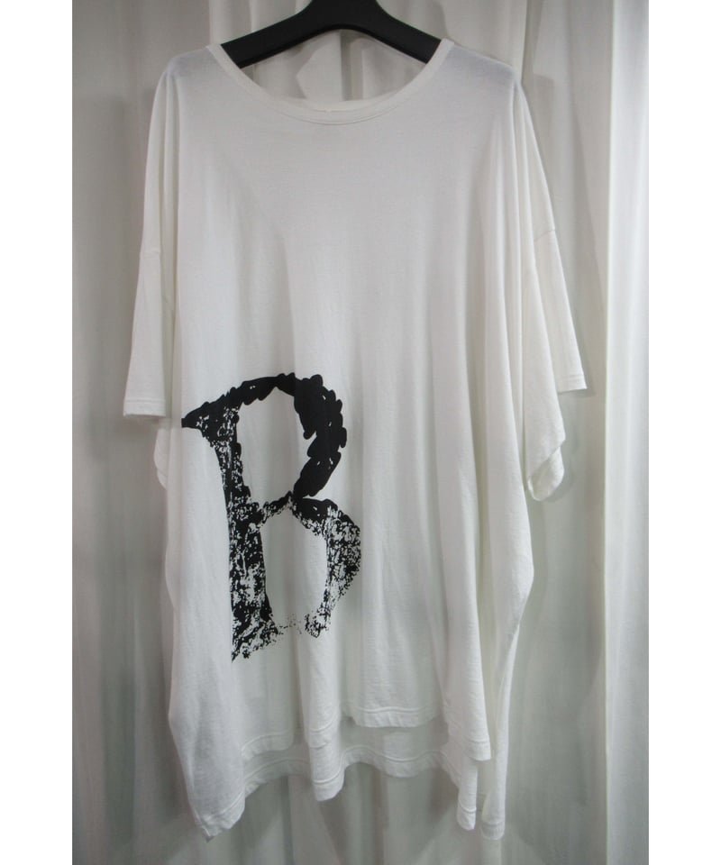 20aw B yohji yamamoto +noir 白 【B】半袖 プリントカットソー N