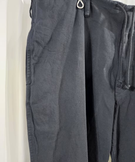 14aw yohji yamamoto pour homme 黒 綿 ウエストひもパンツ (HF-P02-001)