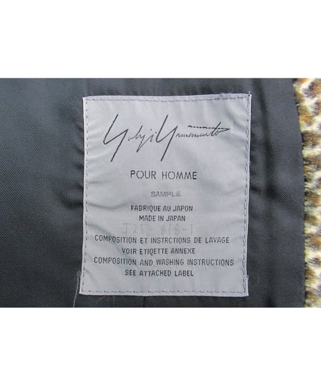 レア 92aw yohji yamamoto pour homme vintage SAMPLE ヒョウ柄切替えデザインジャケット HJ-2
