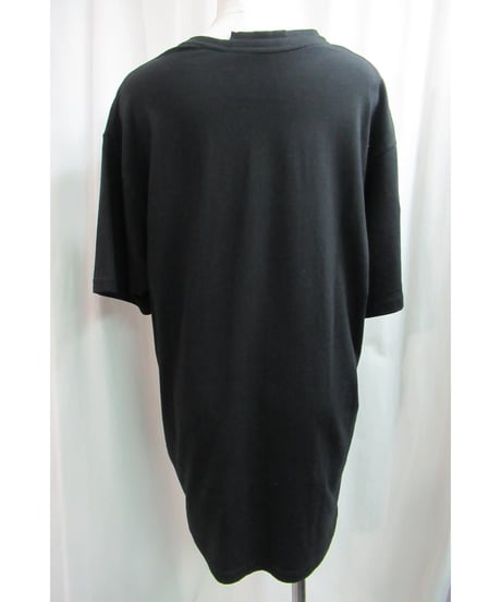 camphor tree 黒 ダブル襟デザインTシャツ