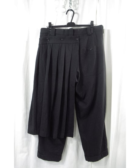 18ss yohji yamamoto pour homme シルク プリーツデザイン ラップパンツ（HW-P16-401）