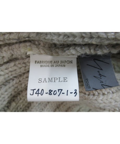SAMPLE  yohji yamamoto pour homme レザー切替えフード付きニットジャケット J40-807