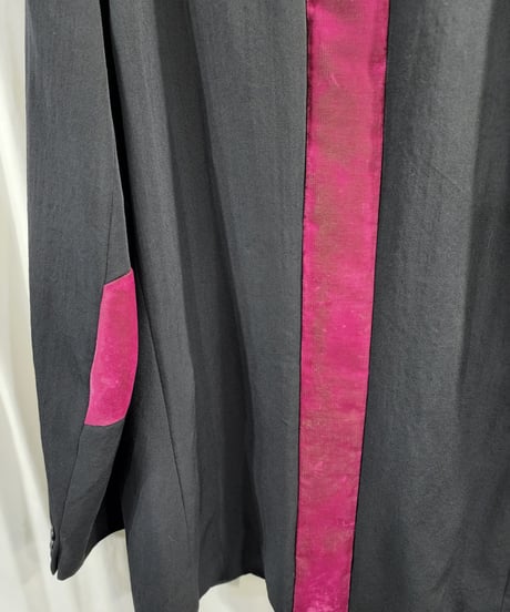 1997ss yohji yamamoto pour homme 黒 バックベルベット切替えデザインジャケット (HU-J97-104)