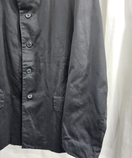 Y's for men yohji yamamoto スタンドカラー 黒 コットン ロングジャケット (MN-J59-077)