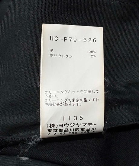 BLACK Scandal yohji yamamoto カラスパンツ（HC-P79-526）