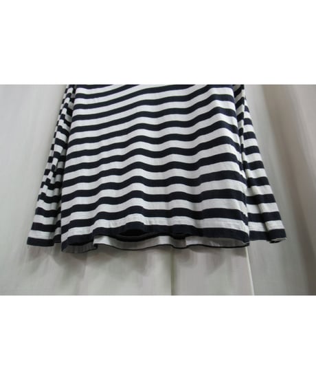 15ss yohji yamamoto pour homme ネイビー×ホワイト ストライプデザインTシャツ（HU-T43-096）