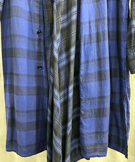 Y's yohji yamamoto チェック柄ドレープロングブラウス（YX-B17-800）
