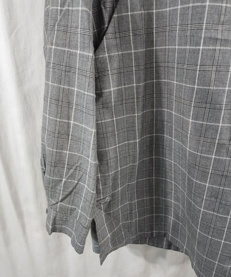 yohji yamamoto pour homme グレーチェックチャイナ風デザインブラウス (HB-B21-928)