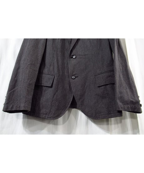 10ss yohji yamamoto pour homme グレー ストライプ ボタンデザイン コットンジャケット（HJ-J36-042）