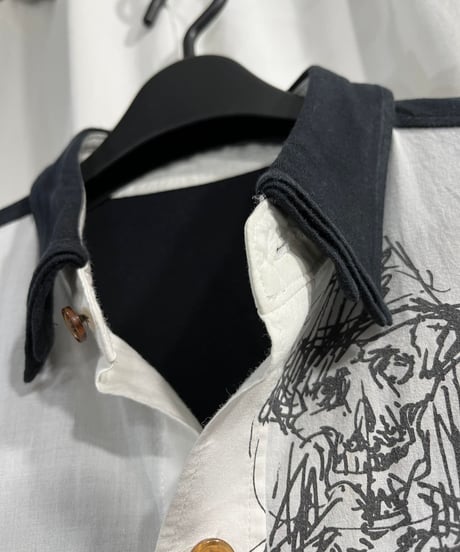 2016ss  yohji yamamoto pour homme 3枚襟プリントブラウス（HO-B47-805）