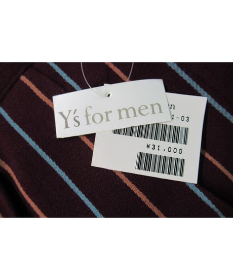 新品 90’s Y's for men yohji yamamoto vintage ストライプ ボルドーデザインパンツ MW-P08-104