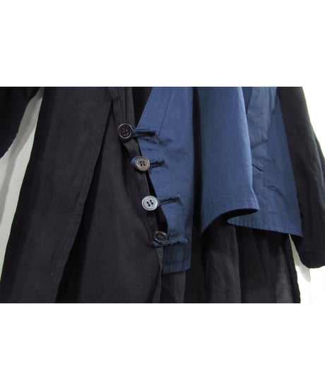 17ss yohji yamamoto pour homme 素材 カラー切替え デザインブラウス（HD-B19-804）