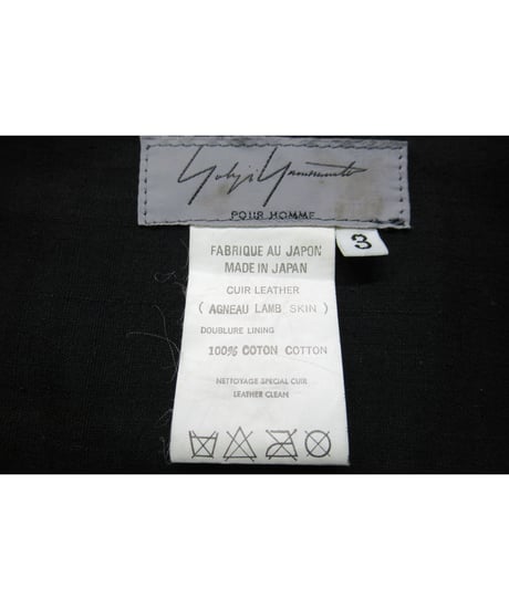 01aw yohji yamamoto pour homme レザー 半袖ブラウス（HX-B37-701）