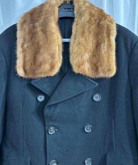 1980's yohji yamamoto pour homme vintage 丸文字ロゴ ファー付きコート（H-C-246xxx）