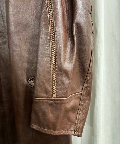 1991AW 6.1THE MEN yohji yamamoto pour homme ジッパー付きレザーロングコート（H-C-252xxx）