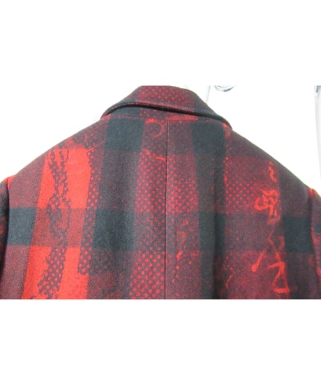 2020aw yohji yamamoto pour homme チェックデザイン 赤 ロングコート （HR-C13-127）