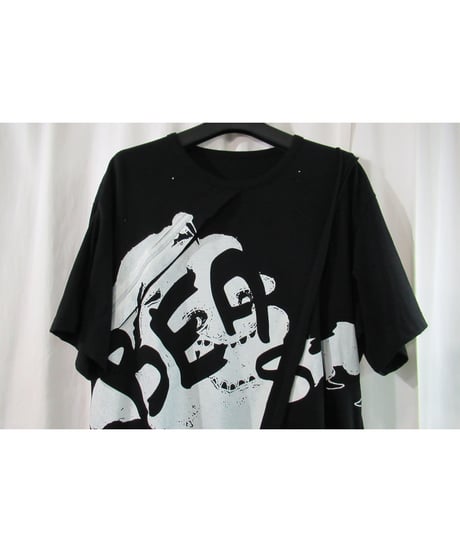 19aw B yohji yamamoto 半袖 断ち切りデザインプリントカットソー NC-T67-082
