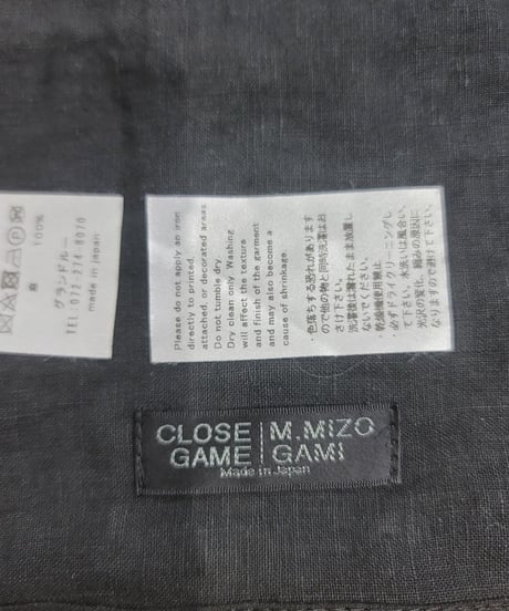 CLOSE GAME MASAYUKI MIZOGAMI 大判 ロングストール  麻 黒