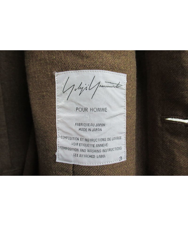 03aw yohji yamamoto pour homme 茶 レザー切替えデザインジャケッ