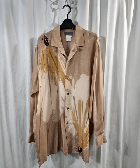 1992ss yohji yamamoto pour homme 蛍シルクプリントブラウス (HO-B40-451)