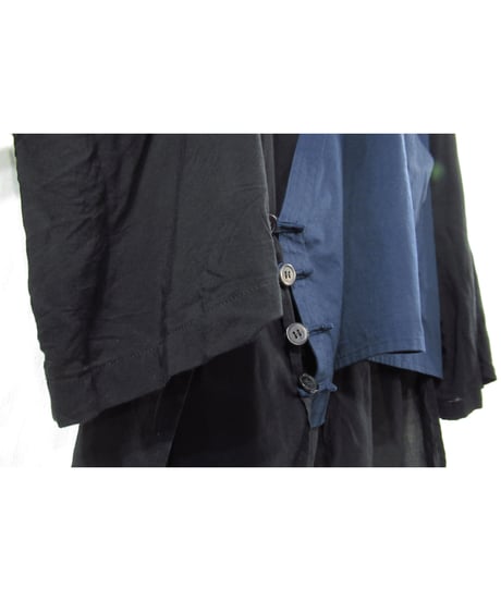 17ss yohji yamamoto pour homme 素材 カラー切替え デザインブラウス（HD-B19-804）