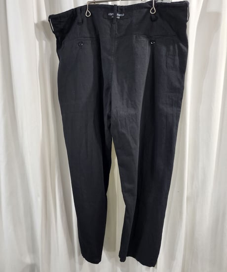 14aw yohji yamamoto pour homme 黒 綿 ウエストひもパンツ (HF-P02-001)