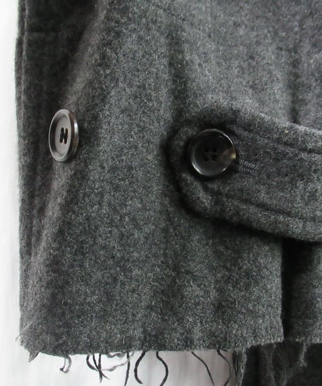 激レア AD1994 COMME des GARCONS HOMME PLUS 縮絨 フライフロント 切りっぱなしロングコート XC-02003M