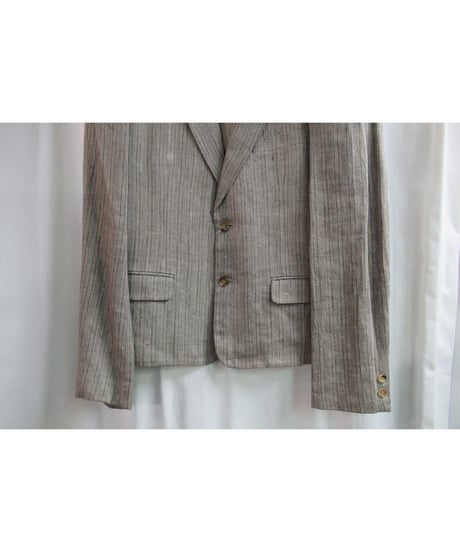 80's COMME des GARCONS HOMME PLUS vintage ベージュ 麻 ストライプジャケット XJ-09009S