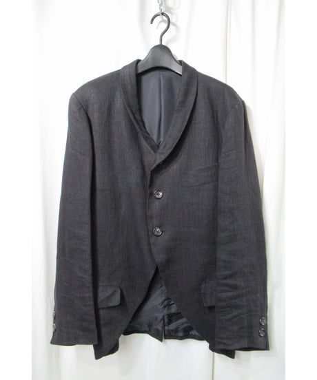 80’s yohji yamamoto pour homme vintage 燕尾 ショールカラーデザイン 麻 ジャケット（HJ-21）