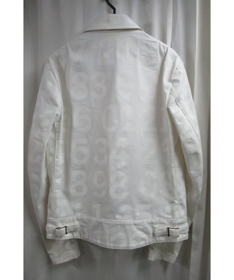 レア AD2002 初期 JUNYA WATANABE MAN×ルイスレザーLewis Leathers 白数字プリントライダースコットン素材ブルゾン（WI-J036）