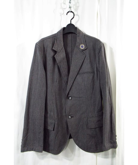 10ss yohji yamamoto pour homme グレー ストライプ ボタンデザイン コットンジャケット（HJ-J36-042）